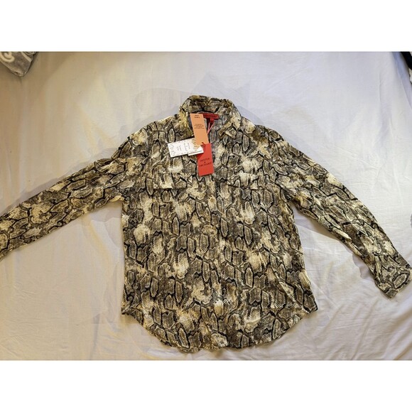 Hester & Orchard Tops - Hester & Orchard Women Snakeskin Print Button Front Blouse Top Long Sleeve NWT